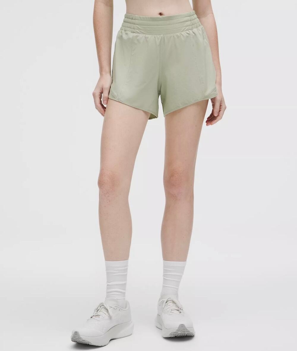 NWT Lululemon Hotty Hot High Rise Lined Shorts 4” Fog Green Size 12